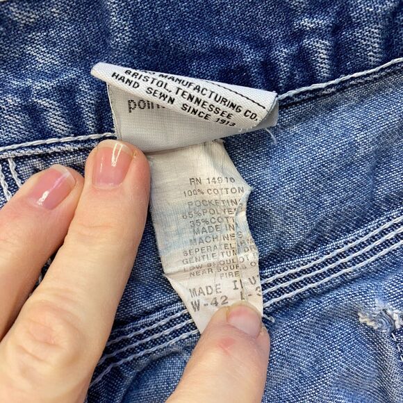 Pointer Brand Carpenter Jeans Mens 40x32 Distressed Workwear Vintage USA Made - Picture 14 of 15